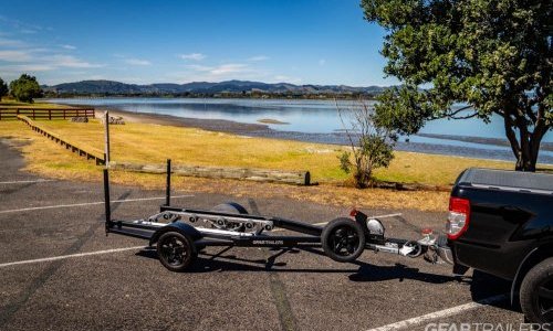 GFAB Alloy Single Black Jet Ski Trailer - side view with spare wheel