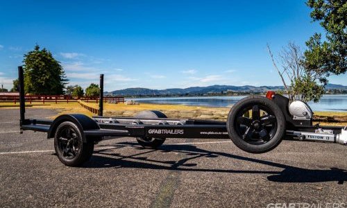 GFAB Alloy Single Black Jet Ski Trailer - side view with spare wheel